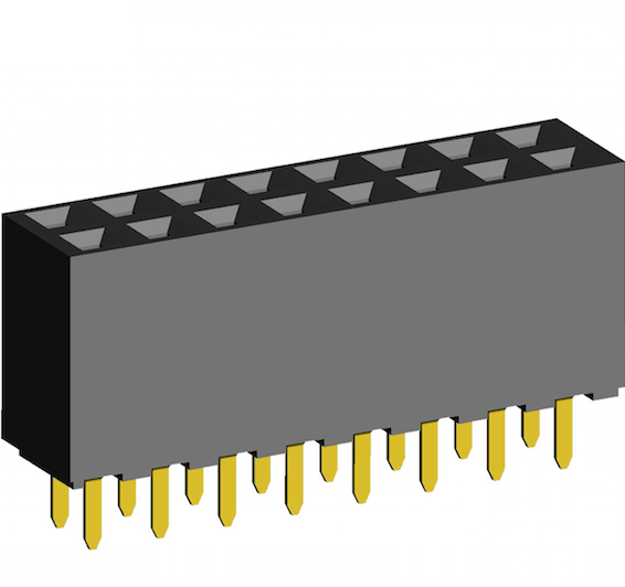 2.54mm Socket Double Rows Three Sides Contact Straight Dip Type.(H=8.5)